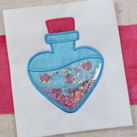 Valentine's Day Potion Bottle Applique with Glitter